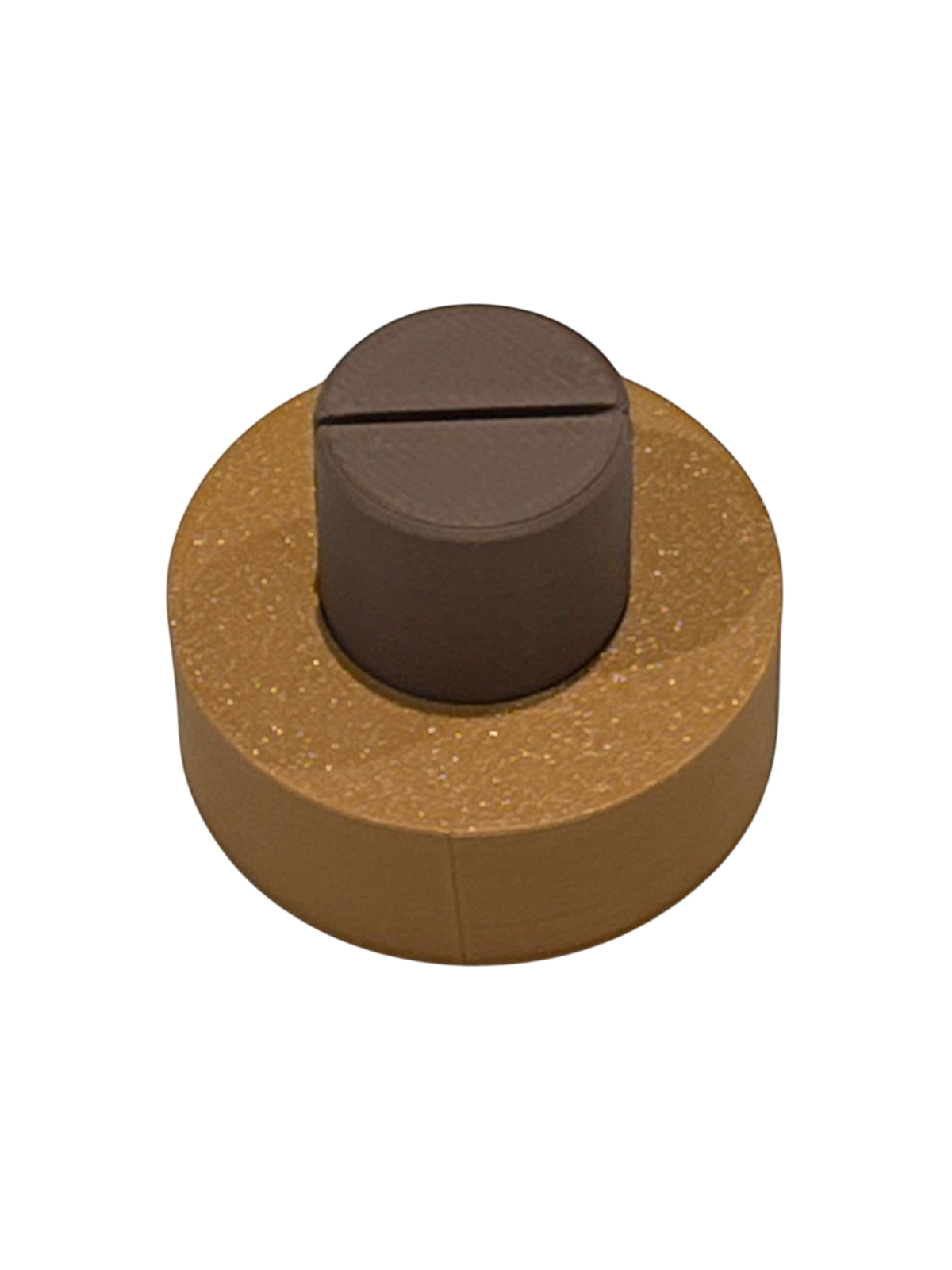 ModuForm ModuMemories Holder in bruin en goud, een duurzame PLA kaarthouder voor foto's en kunstwerken.