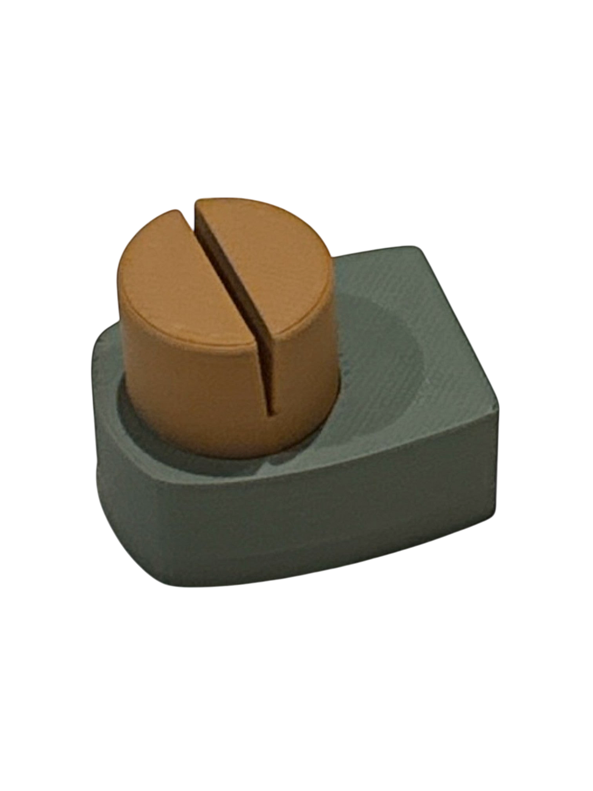 ModuForm ModuMemories Holder in groen en bruin, een duurzame PLA kaarthouder voor foto's en kunstwerken.