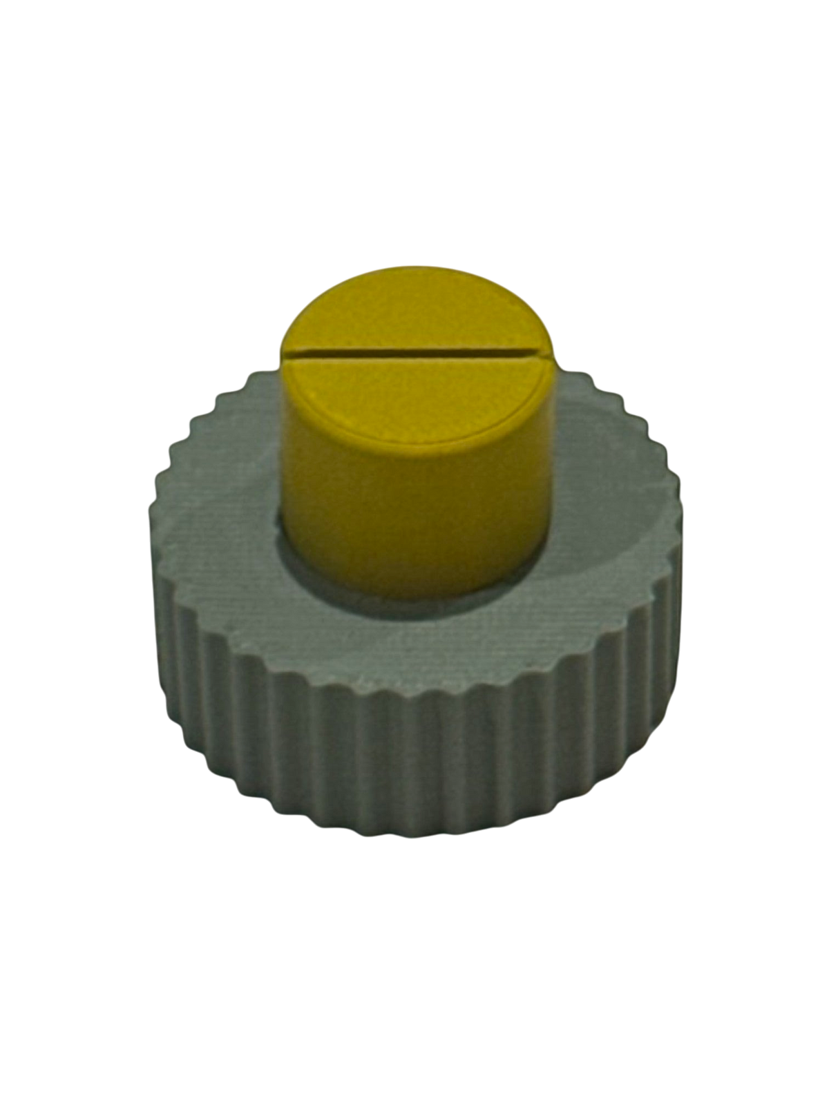 ModuForm ModuMemories Holder met verticale lijnen in groen en okergeel, gemaakt van duurzaam biobased PLA materiaal.