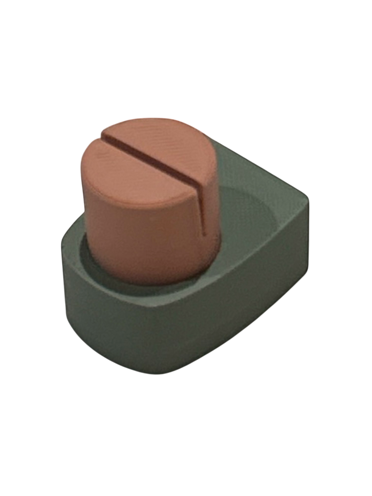 ModuForm ModuMemories Holder in groen en terracotta, een duurzame PLA kaarthouder voor foto's of kunstwerken.