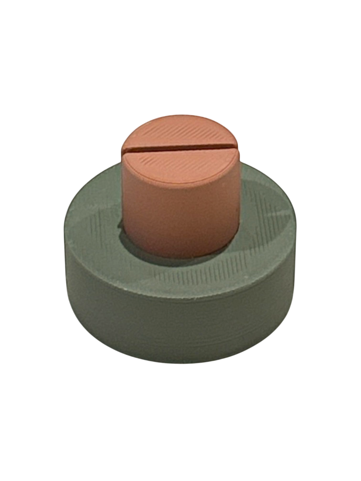 ModuForm ModuMemories Holder in groen en terracotta, een duurzame PLA kaarthouder voor foto's of kunstwerken.