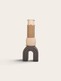 ModuForm ModuVase Alice premium vaas in beige en bruine tinten, duurzaam 3D-geprint ontwerp voor aan de muur of tafel.